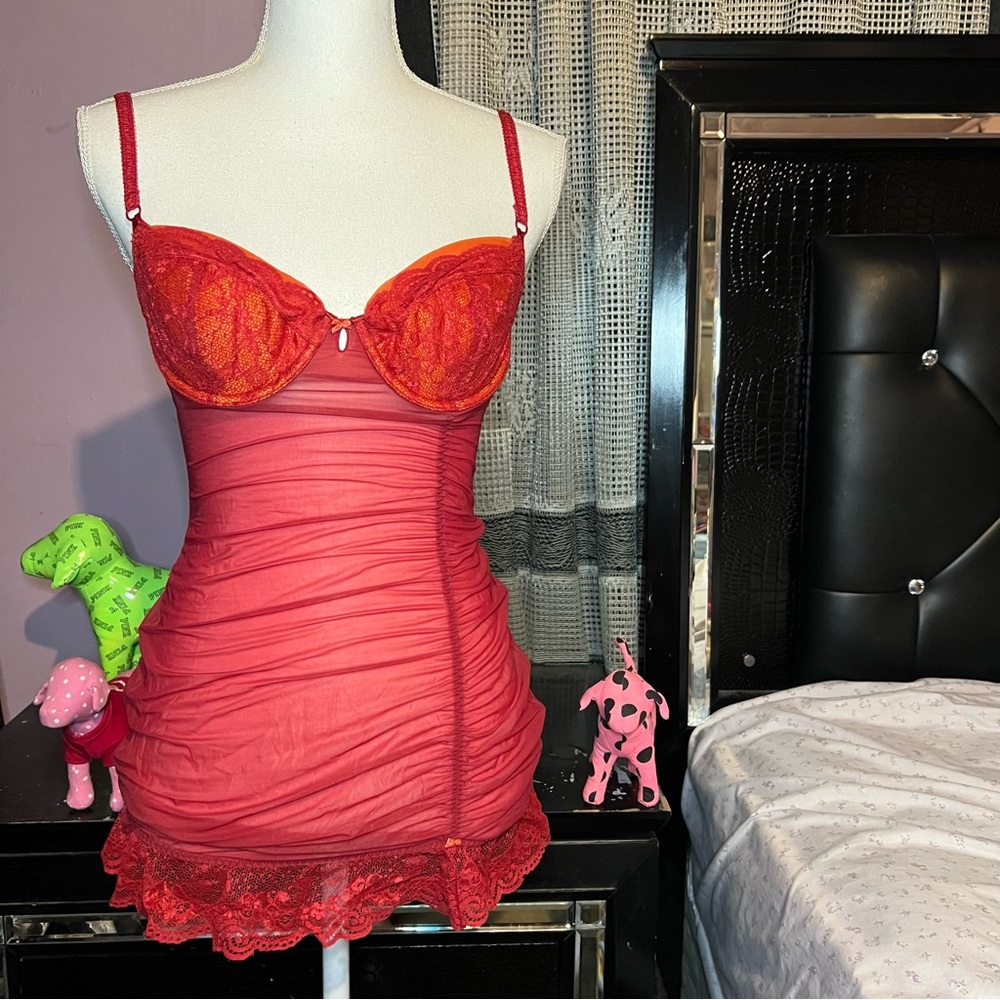 Victoria's Secret Red Chemise with Bustier Top